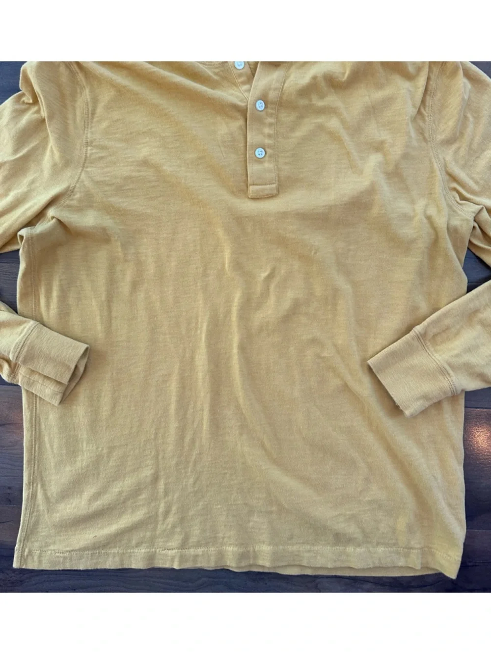 J.Crew Yellow Henley Top XL Long Sleeve Cotton Casual Coastal Basic